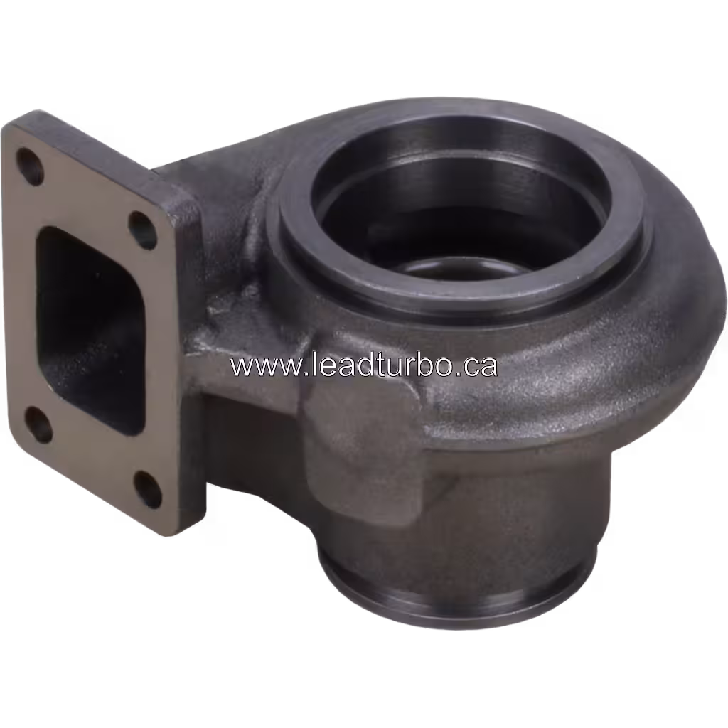 Turbine housing HY35W vue de dessous à 45 degrés, base usinée et structure de la turbine housing