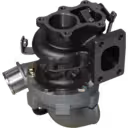 Vue de dessous du turbocompresseur 14411-1W402 avec bride d'entrée turbine carrée