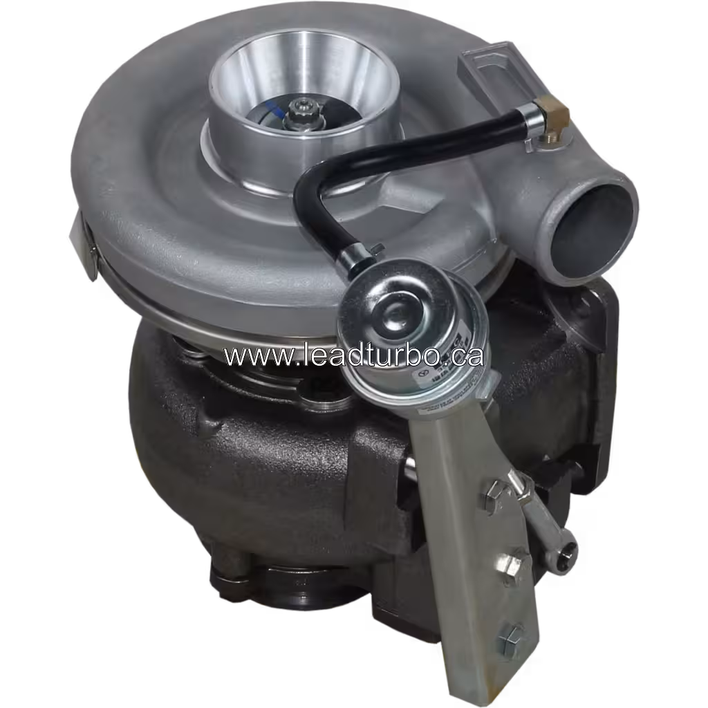 Turbocompresseur 4035199 HX35 vue de dessus à 45 degrés montrant l'actionneur mécanique