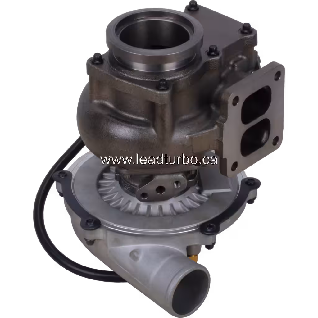 Turbocompresseur JM0013 vue de dessous 45 degrés avec actionneur à câble
