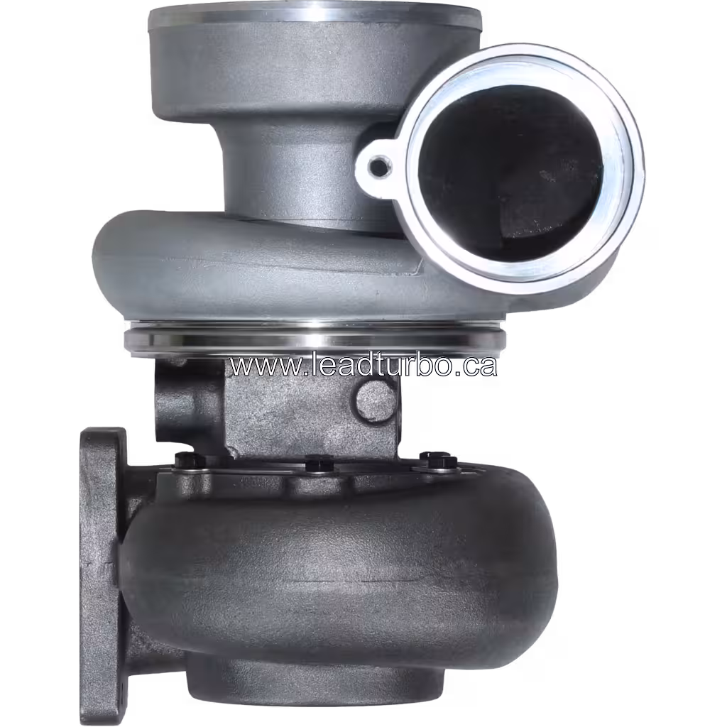 0R5841 T1238 turbocharger front view showing turbine inlet flange