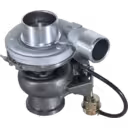 10R1795 turbocharger top view showing exhaust inlet and compressor outlet for GMC Truck