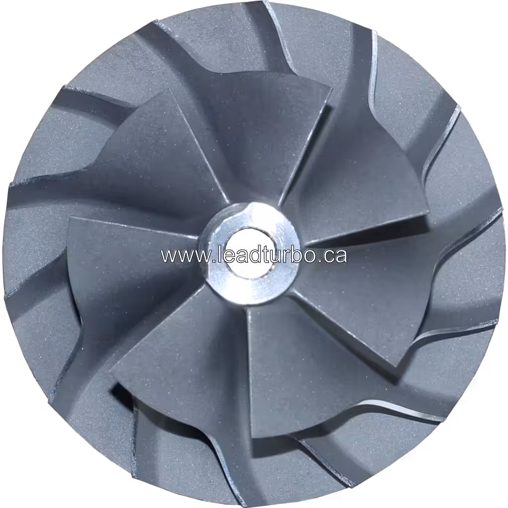 J96 compressor wheel with curved blades and central bore