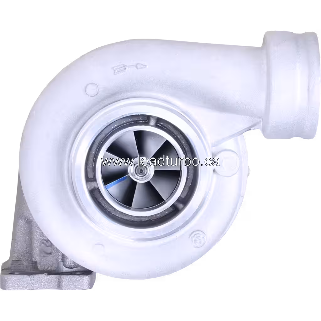 318706 S200 turbocharger front view showing white compressor housing and impeller