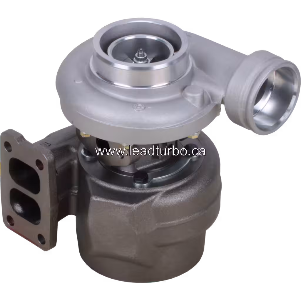 318706 turbocharger top view with two-port cast iron turbine housing