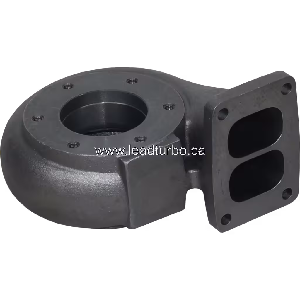 Cast metal S400 turbine housing showing internal turbine wheel