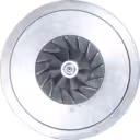 Front view of FOR 3594195 HX82 turbocharger core showing silver compressor wheel