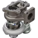 49131-02000 turbocharger bottom view with cast metal turbine housing and mounting flange