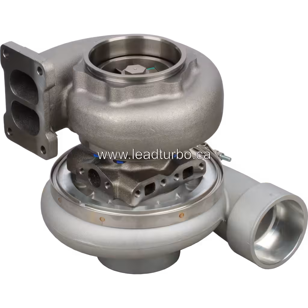 6505-52-5540 turbocharger bottom view showing base flange and outlet port