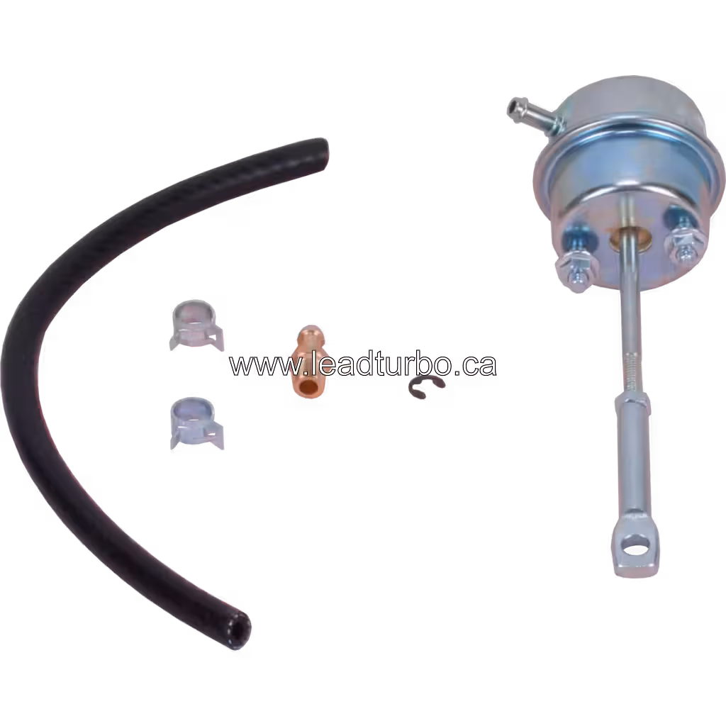 Cylindrical metal actuator body with adjustable threaded pushrod and clevis eyelet
