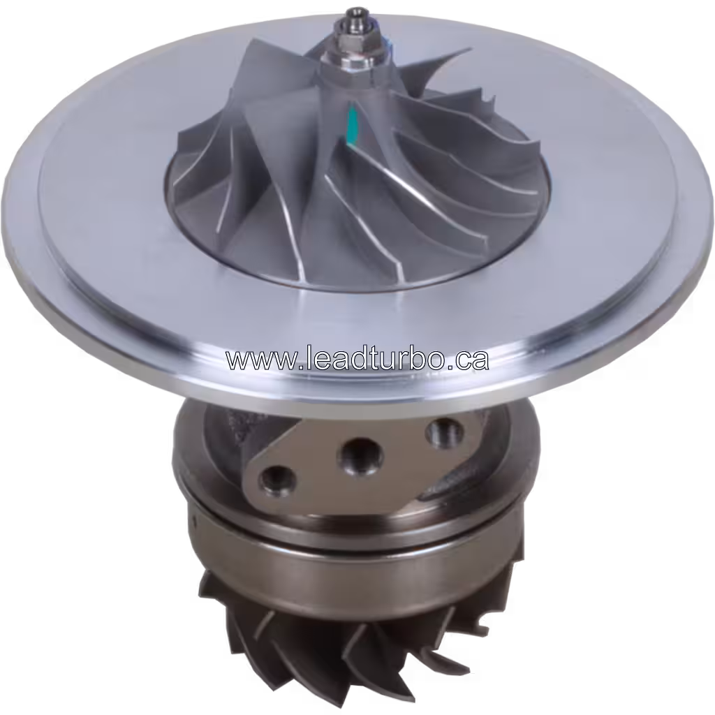 Vue du dessus du core 447450-0113 TBP420 montrant l'arbre central et la roue compresseur