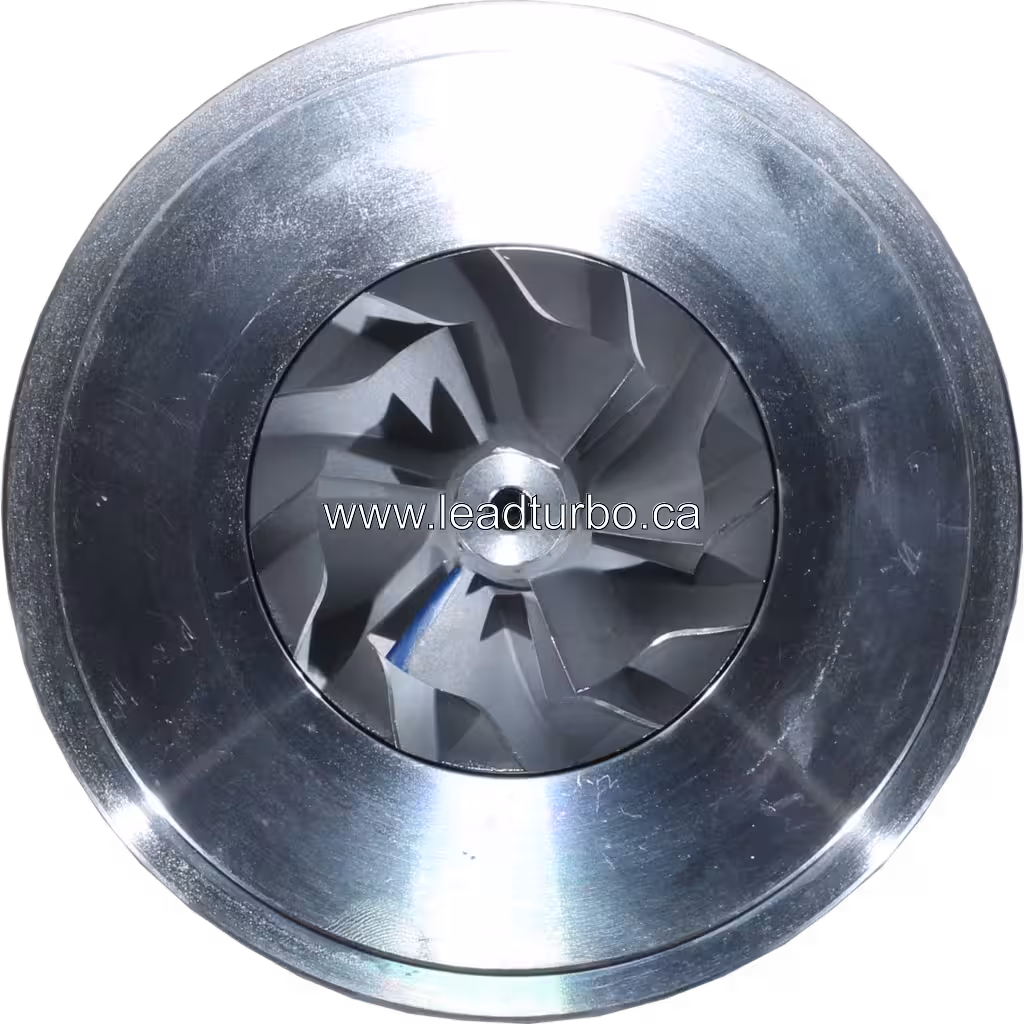 Vue avant du core GT4288N 434251-0014 montrant les roues compresseur et turbine
