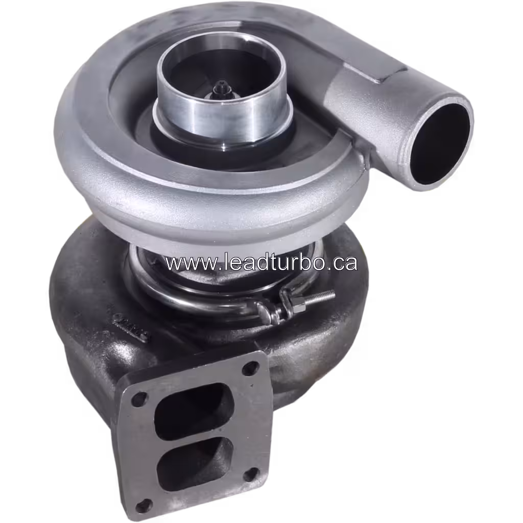 TDO8H-22D turbocharger top view showing dual-port square exhaust flange