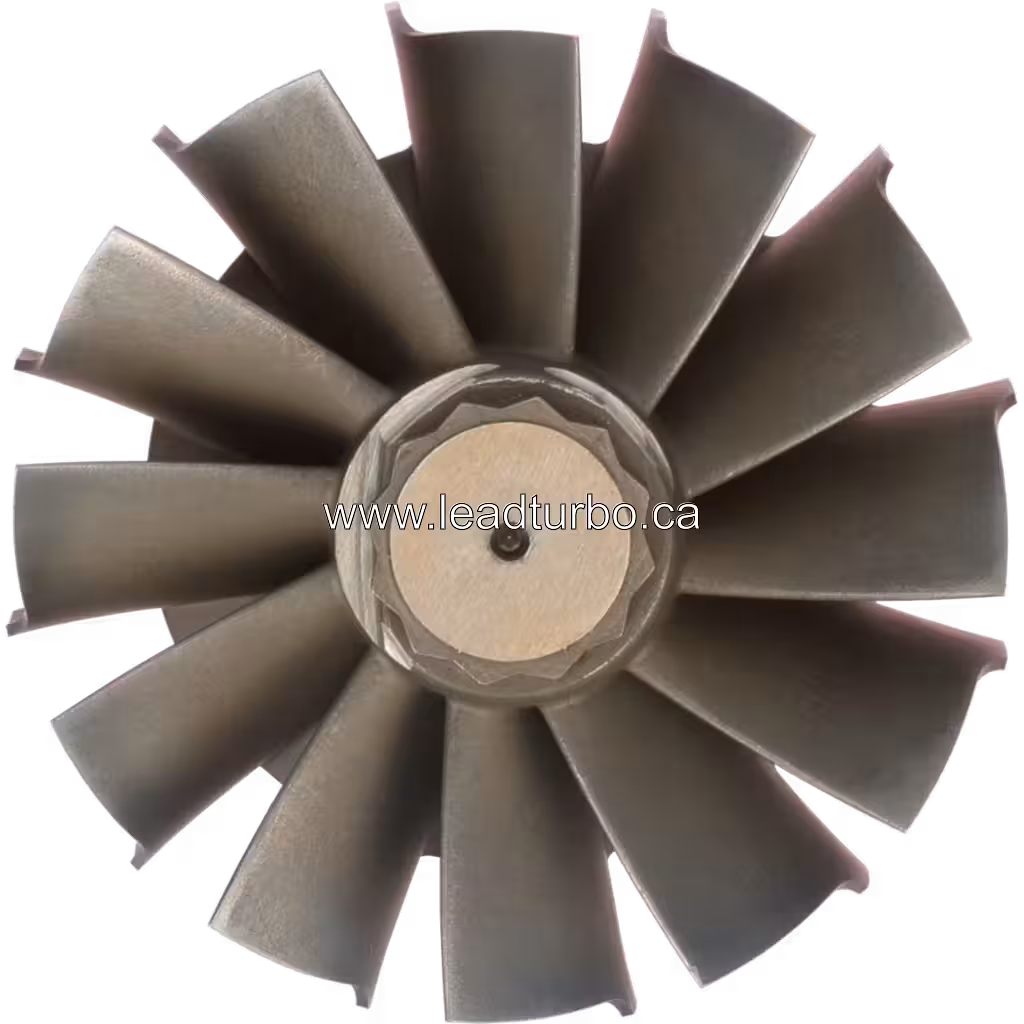 Assemblage roue de turbine HX60 avec arbre fileté, vue de profil