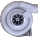 Vue basse du turbocompresseur 3520055 montrant le carter turbine et le flanc de montage
