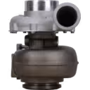 Turbocompresseur 3525237-U H2D vue avant, carter turbine en fonte et carter compresseur argenté