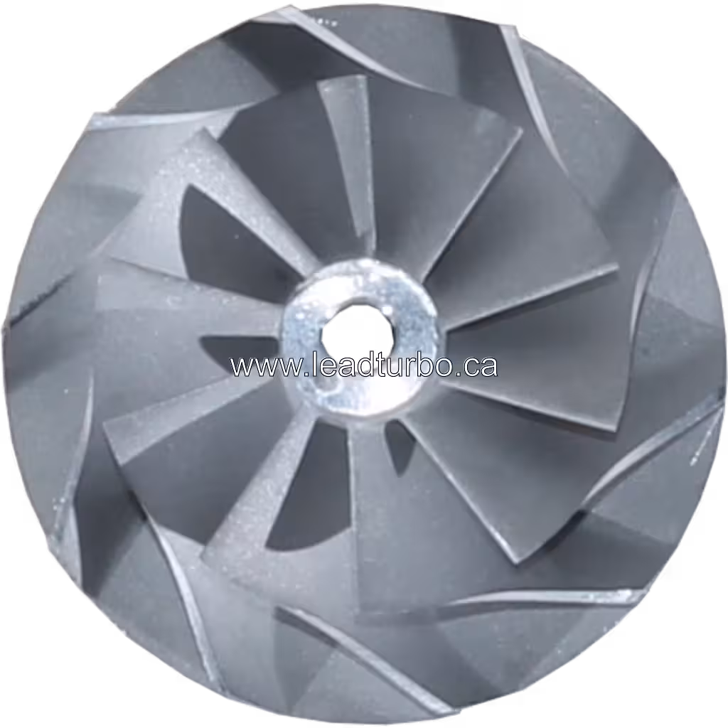 J96 turbo compressor wheel front view, metallic finish, central mounting hole