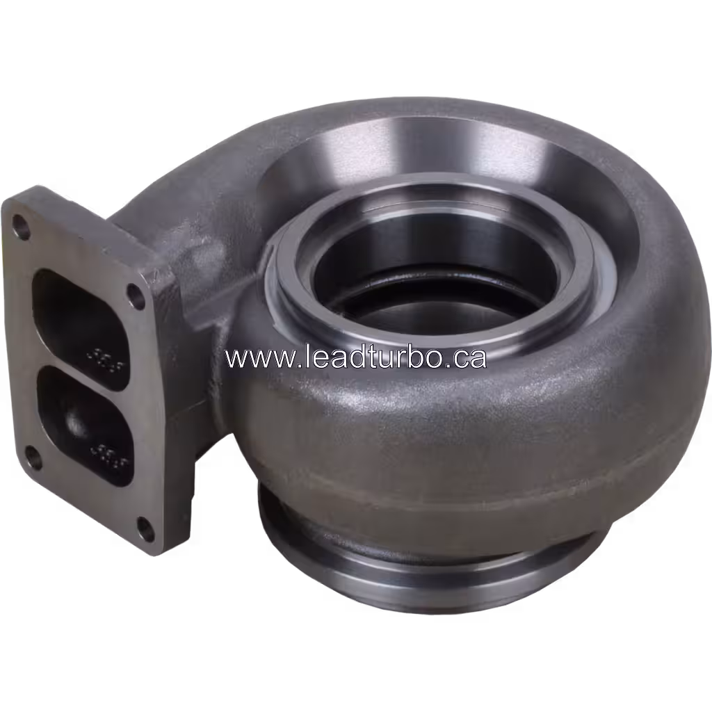 Three views of S410SX-105S74 turbine housing volute and flange