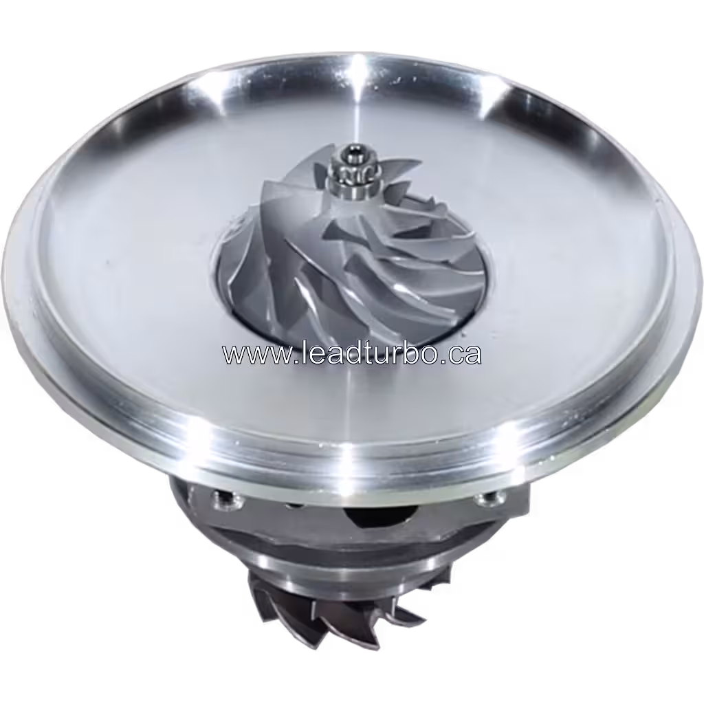 CT9C turbo core top view with radial ribbed mounting flange and machined housing