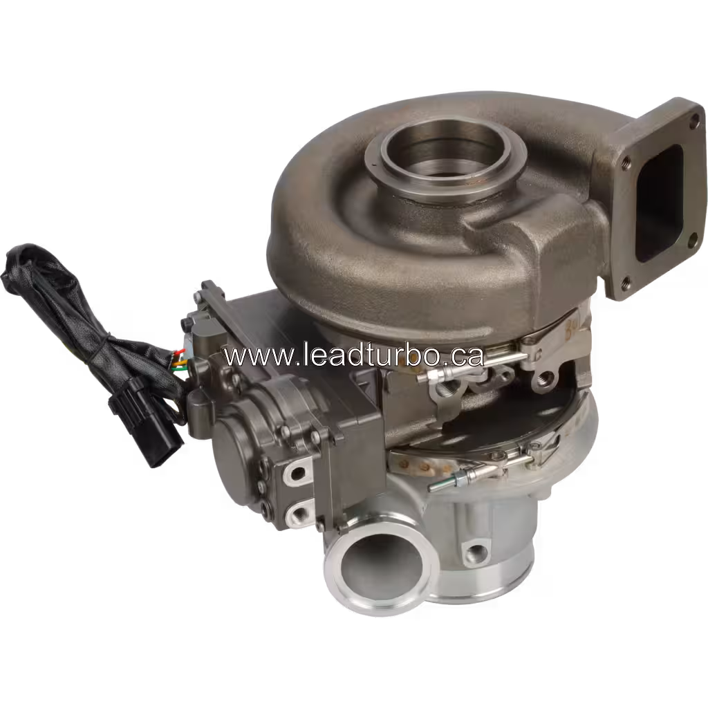 Bottom view of 2838790-24 turbocharger assembly with two-shell design
