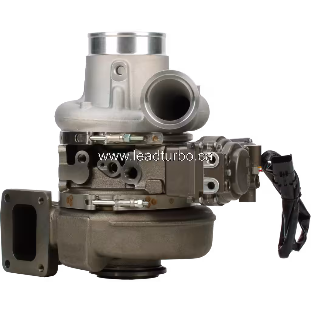 Front view of 2838790-24 HE400VG HE431VE turbocharger with variable geometry mechanism