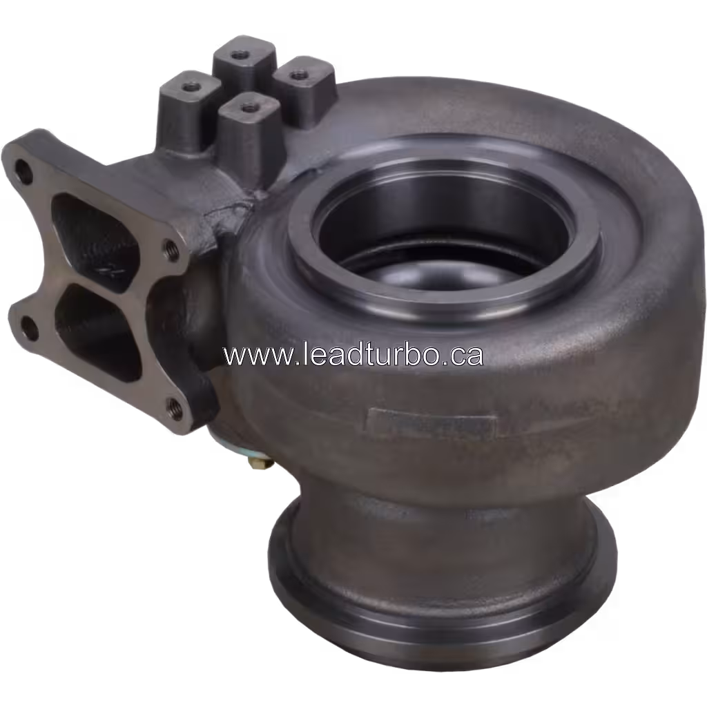 Top view of 3506616 turbine housing showing four-bolt exhaust flange