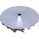 Back view of 3523553 compressor wheel showing smooth shroud and keyway