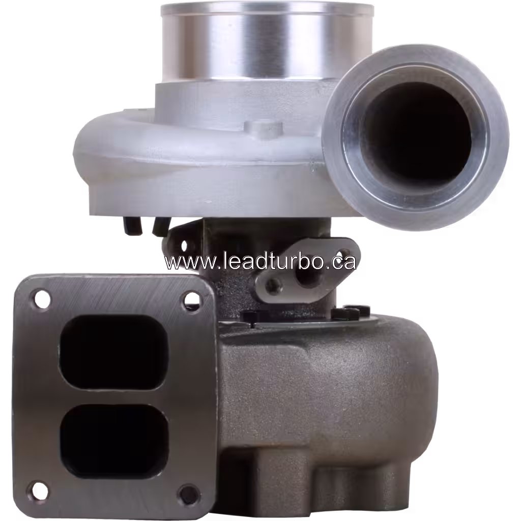 3595779 HX40 Turbocharger front view with silver compressor housing
