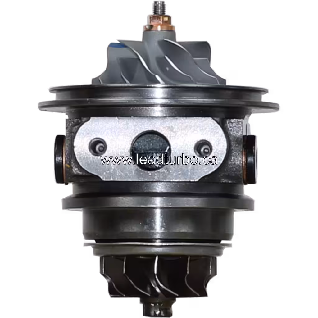 FOR 49135-04030 J96 turbocharger core front view showing turbine and compressor wheels