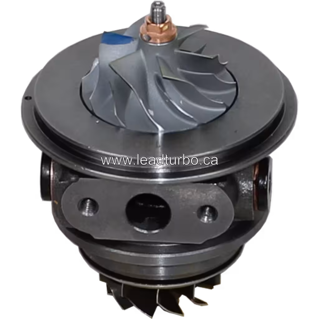 J96 turbo core assembly top 45-degree view with central bearing block