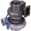 707866-5008S turbocharger bottom view with two-port exhaust inlet flange