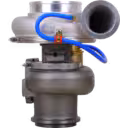 707866-5008S GT4708BJNS turbocharger front view with blue wiring and V-band flange