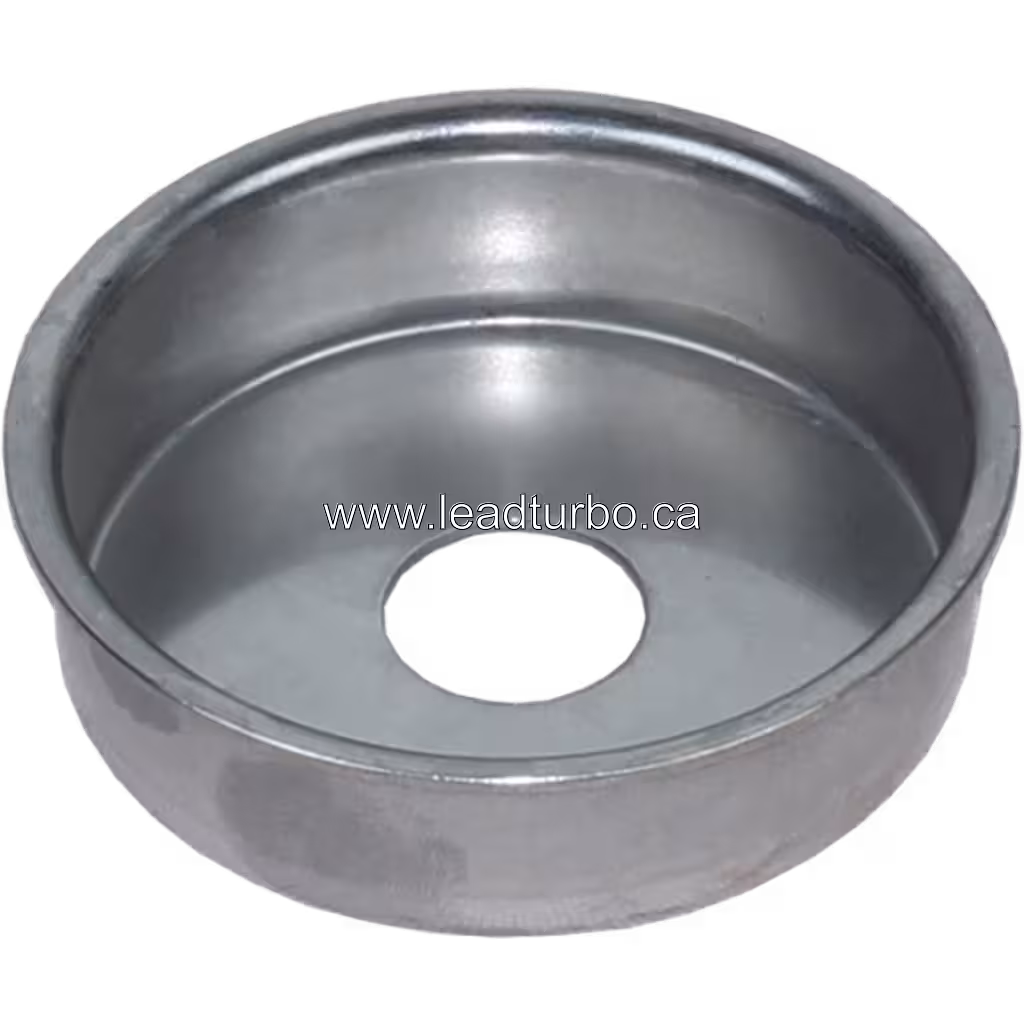 S2EGL100 turbo heat shield top view showing light grey metallic finish