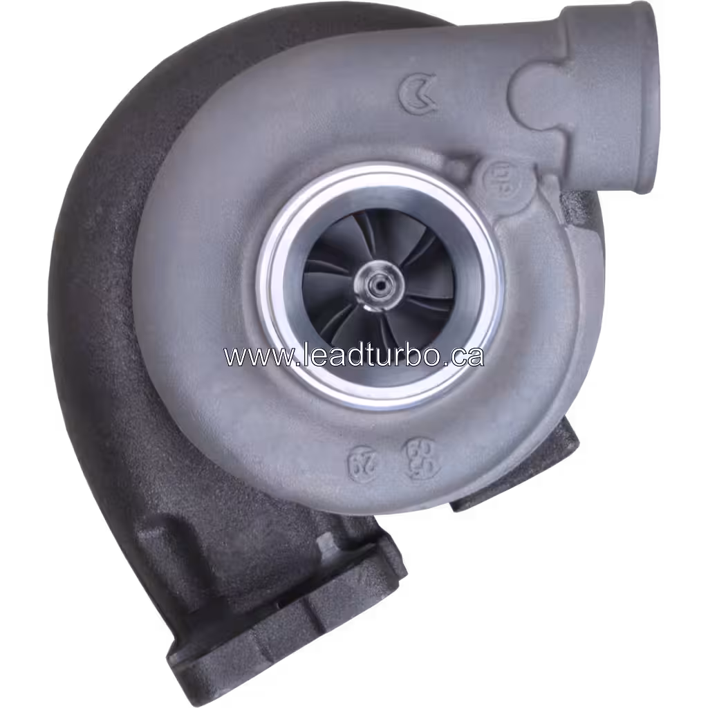 83999247 T250-01 turbocharger front view showing compressor and turbine housings