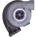 83999247 T250-01 turbocharger front view showing compressor and turbine housings