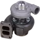 T250-01 turbocharger top view of 45 degrees with visible mounting flanges