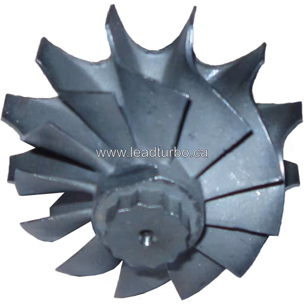 Metallic turbine wheel with curved blades and shaft for Isuzu 4JB1T