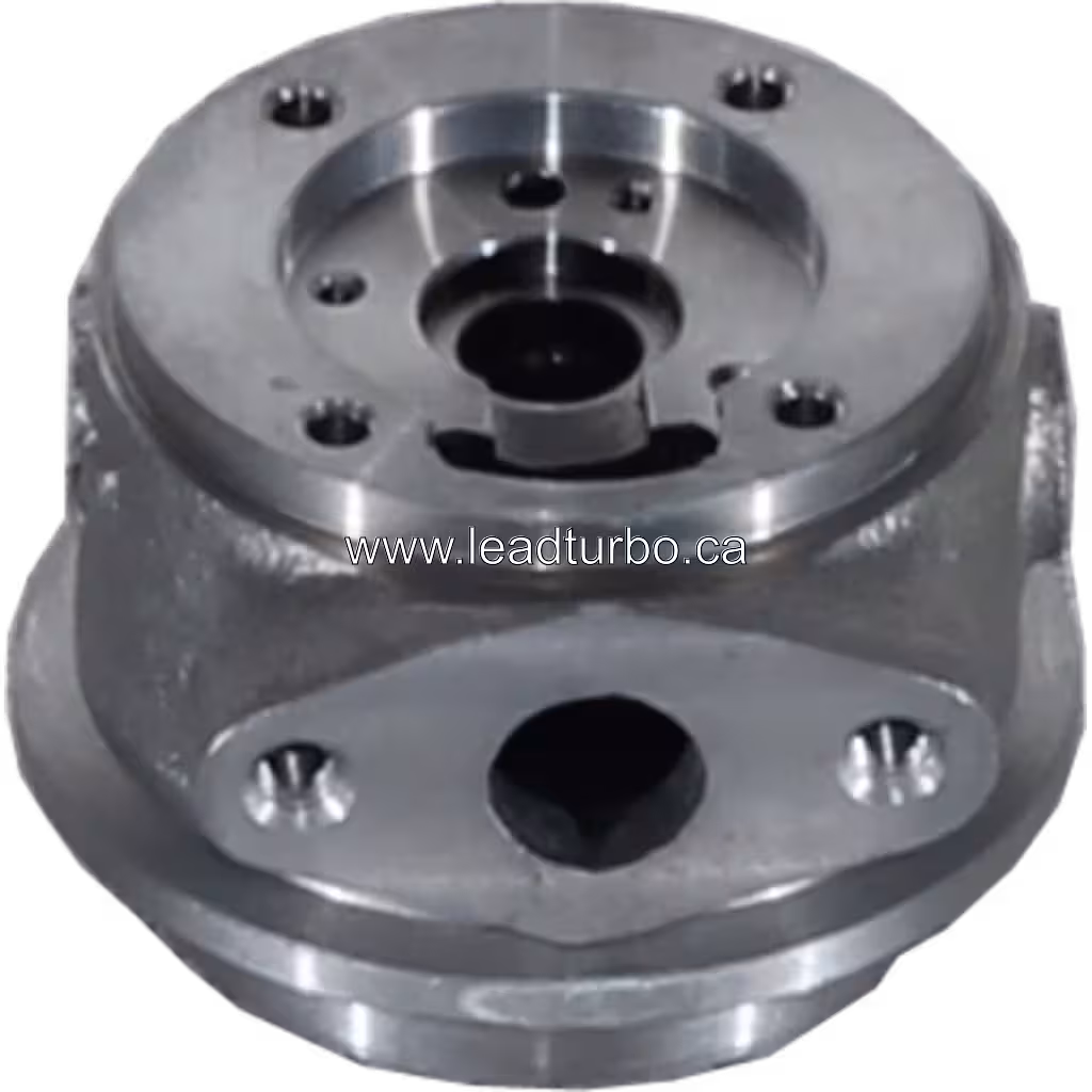 Top view of J96 turbo bearing housing showing central bore and mounting holes