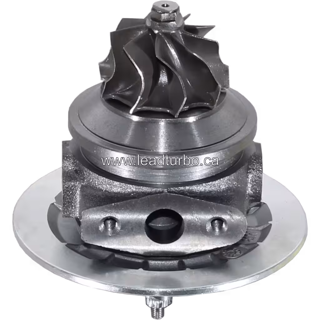 Vue de dessous à 45 degrés du core turbo 433352-0022 montrant le carter turbine