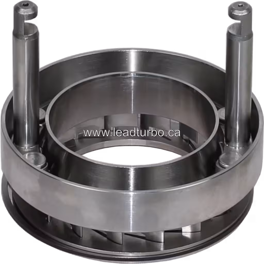 Vue de dessous du Nozzle Ring Assy J96 avec supports de montage cylindriques