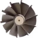Vue de dessus des aubes de la roue de turbine GTB4708 et moyeu central