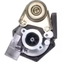 Turbocompresseur TD02MR2-04K vue de dessous avec ports de refroidissement