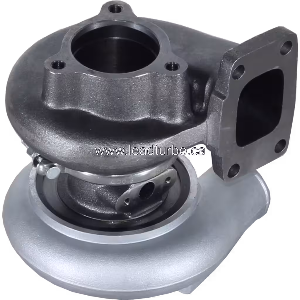 Vue du dessous du turbocompresseur 49179-00451 montrant la bride de montage à quatre trous
