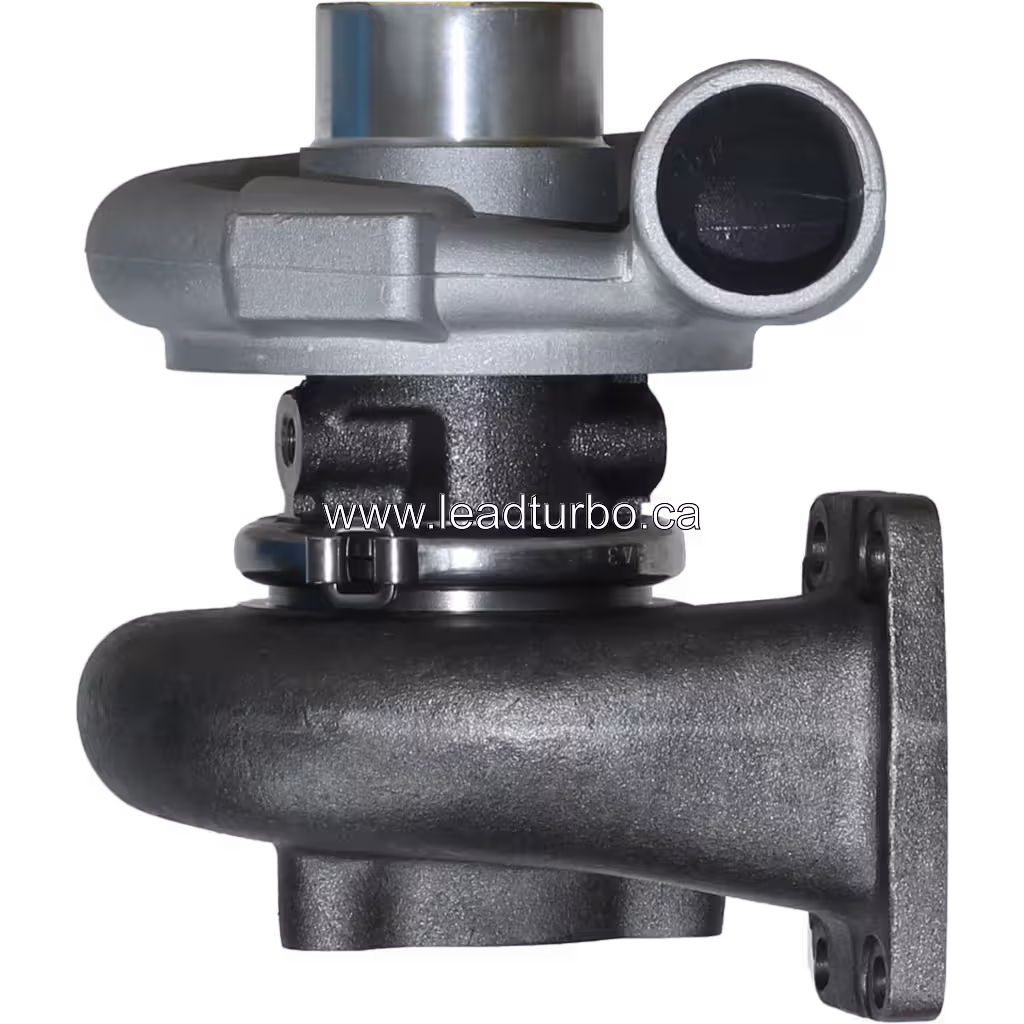 Turbocompresseur 49179-00451 vue avant avec carter compresseur argenté et carter turbine noir