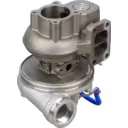 12709880018 turbocharger with blue and black hoses and mounting bracket