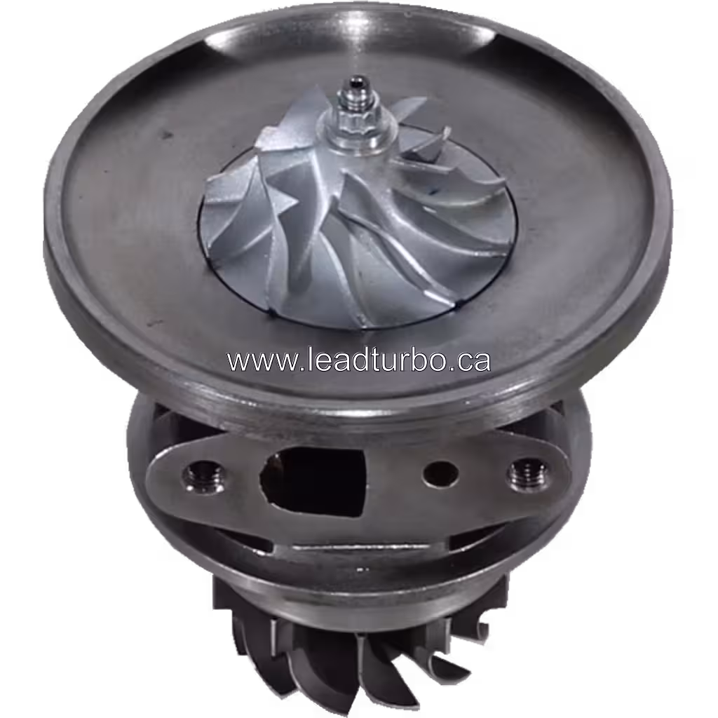 Toyota 2L-T CT20 turbo core top 45-degree view with mounting flanges