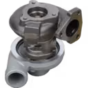 2674A177 S1B turbocharger bottom view showing internal turbine wheel and grey lower housing