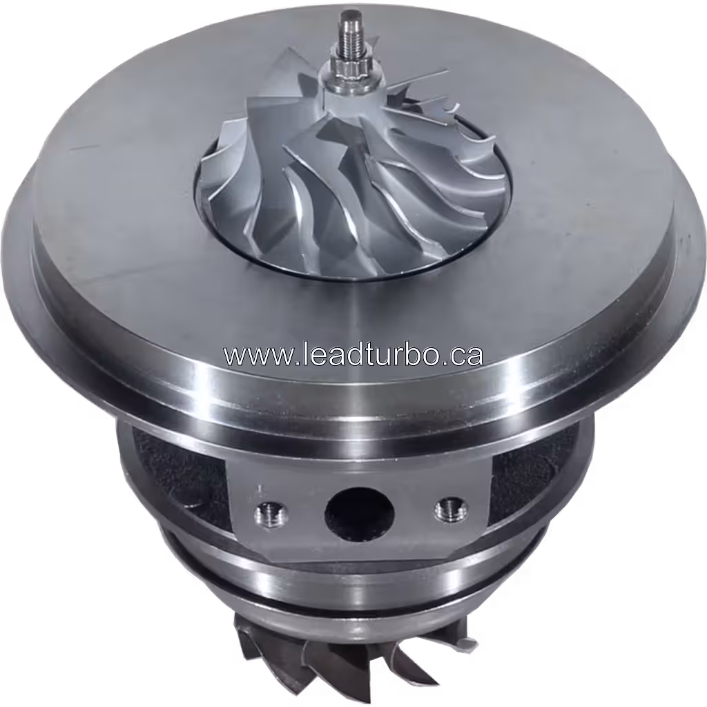 Top 45-degree view of 311144 turbo core with machined housing