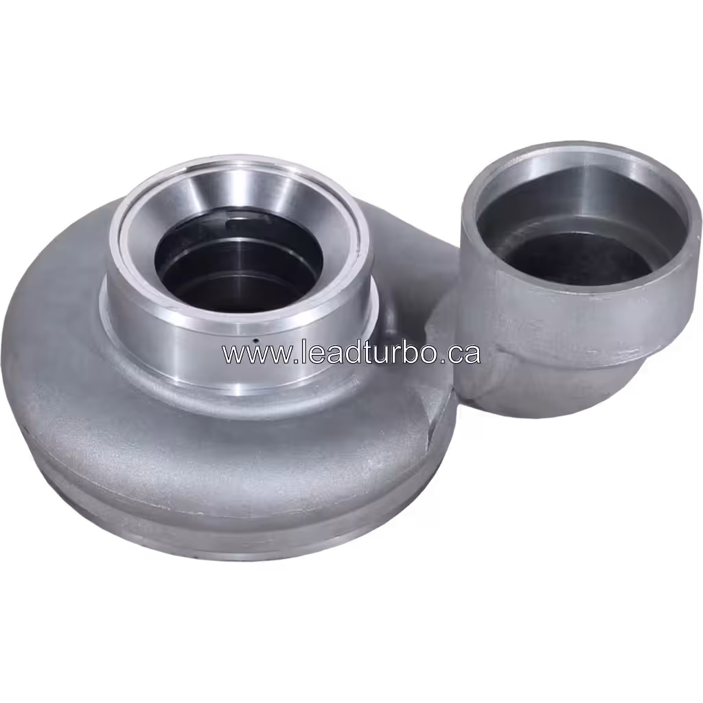 Renault Kerax turbo compressor housing top angled view with inlet port
