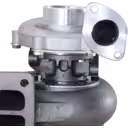 3520967199 TO4B27 turbocharger front view with two-port exhaust manifold